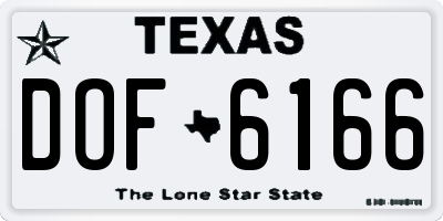 TX license plate DOF6166