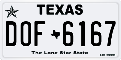 TX license plate DOF6167