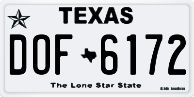 TX license plate DOF6172
