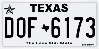 TX license plate DOF6173