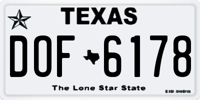 TX license plate DOF6178