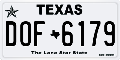 TX license plate DOF6179