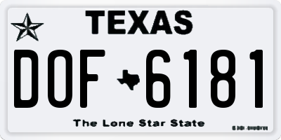 TX license plate DOF6181