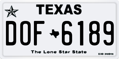 TX license plate DOF6189