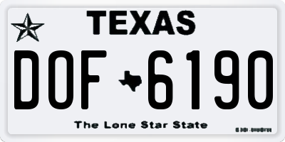 TX license plate DOF6190