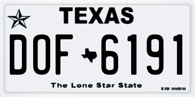 TX license plate DOF6191