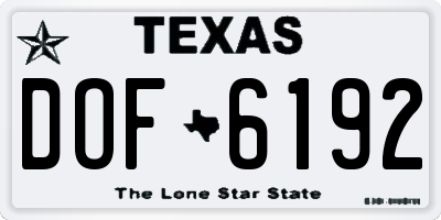 TX license plate DOF6192