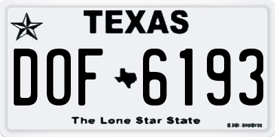 TX license plate DOF6193