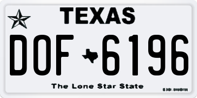 TX license plate DOF6196