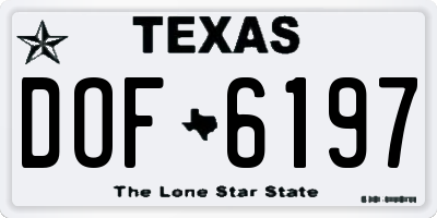 TX license plate DOF6197