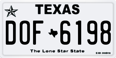 TX license plate DOF6198