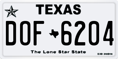 TX license plate DOF6204