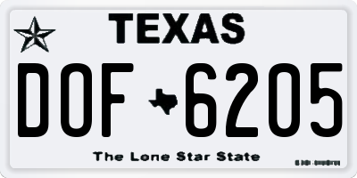 TX license plate DOF6205