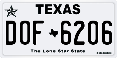 TX license plate DOF6206