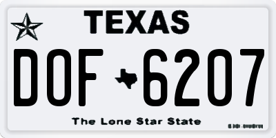 TX license plate DOF6207