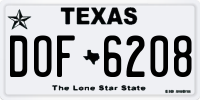 TX license plate DOF6208