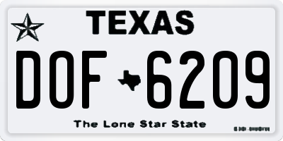 TX license plate DOF6209