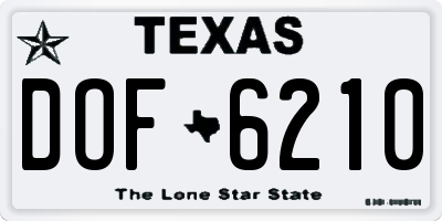 TX license plate DOF6210