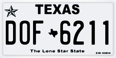 TX license plate DOF6211