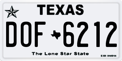 TX license plate DOF6212
