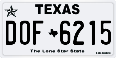 TX license plate DOF6215
