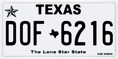 TX license plate DOF6216