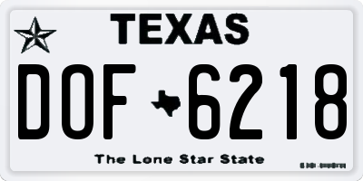 TX license plate DOF6218