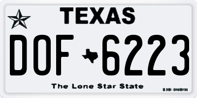 TX license plate DOF6223