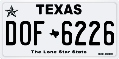 TX license plate DOF6226