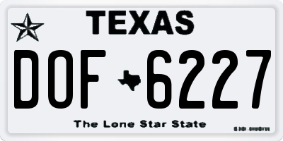 TX license plate DOF6227
