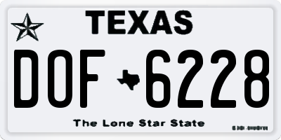 TX license plate DOF6228