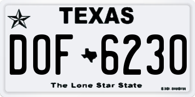 TX license plate DOF6230