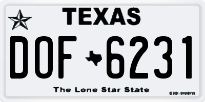 TX license plate DOF6231