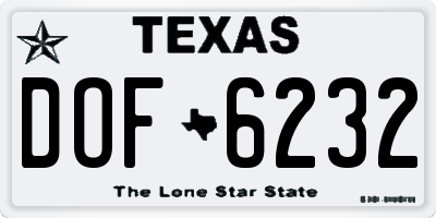 TX license plate DOF6232