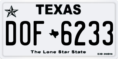 TX license plate DOF6233