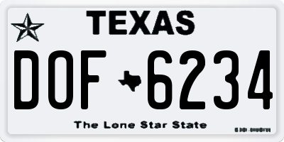 TX license plate DOF6234