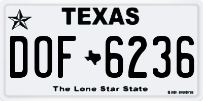 TX license plate DOF6236