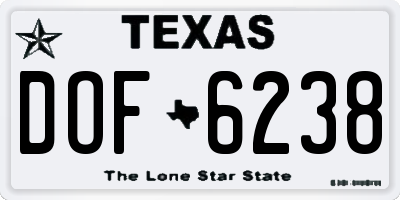 TX license plate DOF6238