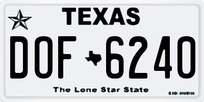 TX license plate DOF6240