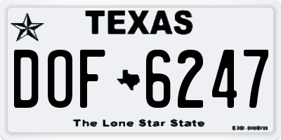 TX license plate DOF6247