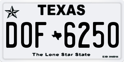 TX license plate DOF6250