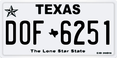 TX license plate DOF6251