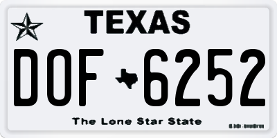 TX license plate DOF6252