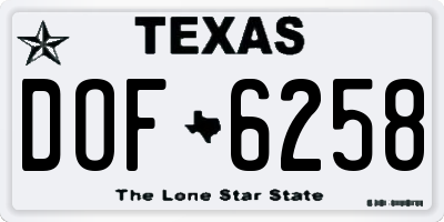 TX license plate DOF6258