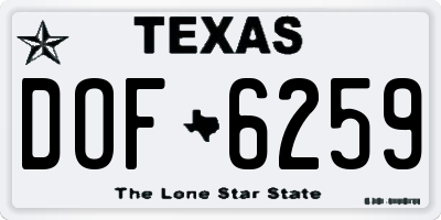 TX license plate DOF6259