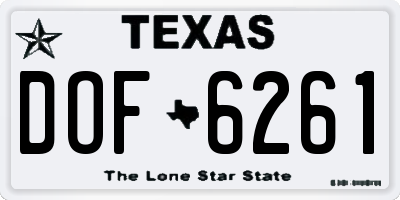 TX license plate DOF6261