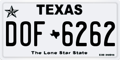 TX license plate DOF6262