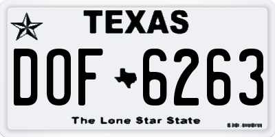 TX license plate DOF6263