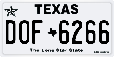 TX license plate DOF6266
