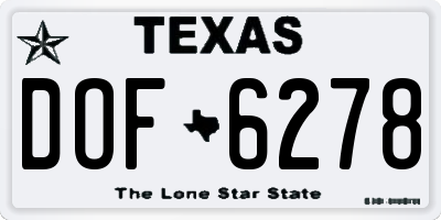 TX license plate DOF6278